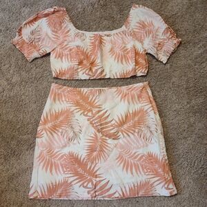 Pink Lily Skirt and Crop Top Set